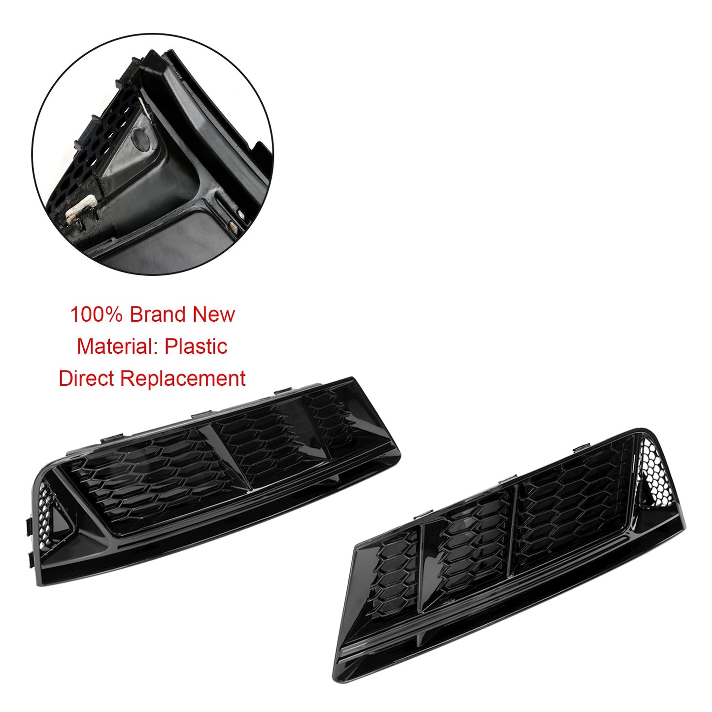 2016-2018 Audi A4 B9 Standard Version RS4 Style Front Fog Light Grill Lower Bumper Chrome