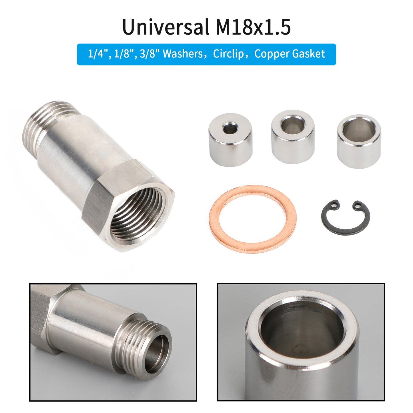 M18 x 1.5 45MM O2 Oxygen Sensor Extension Extender Adapter Spacer Kit