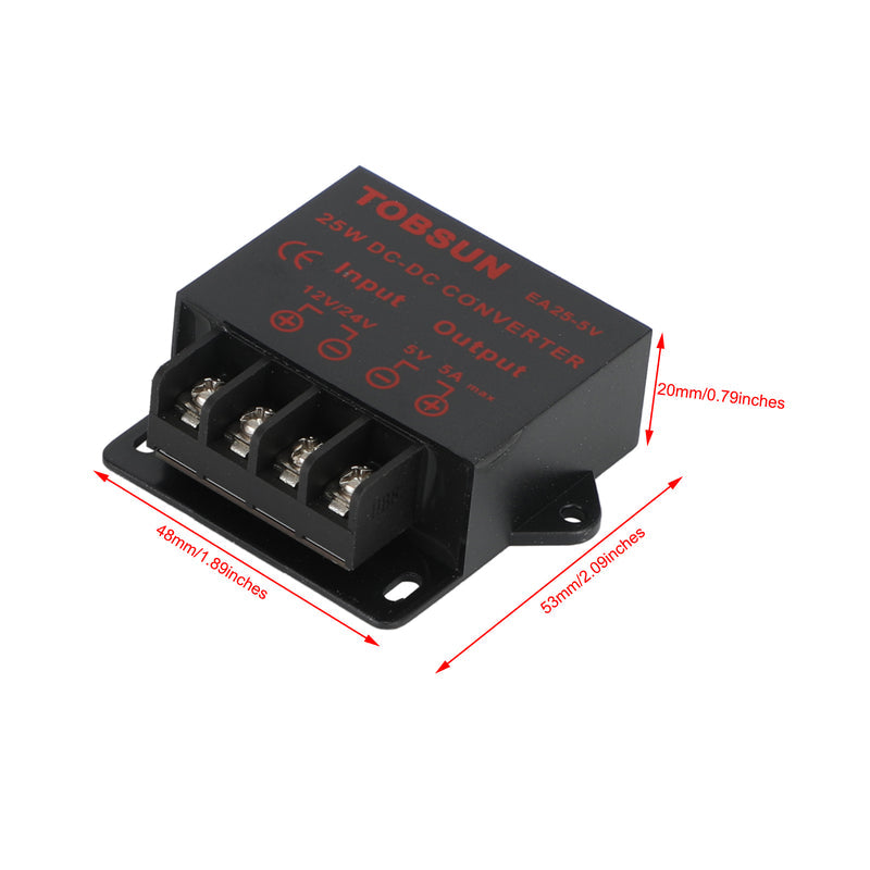 Convertisseur de tension CC 12/24 V vers 5 V 5 A 25 W, adaptateur secteur, régulateur abaisseur