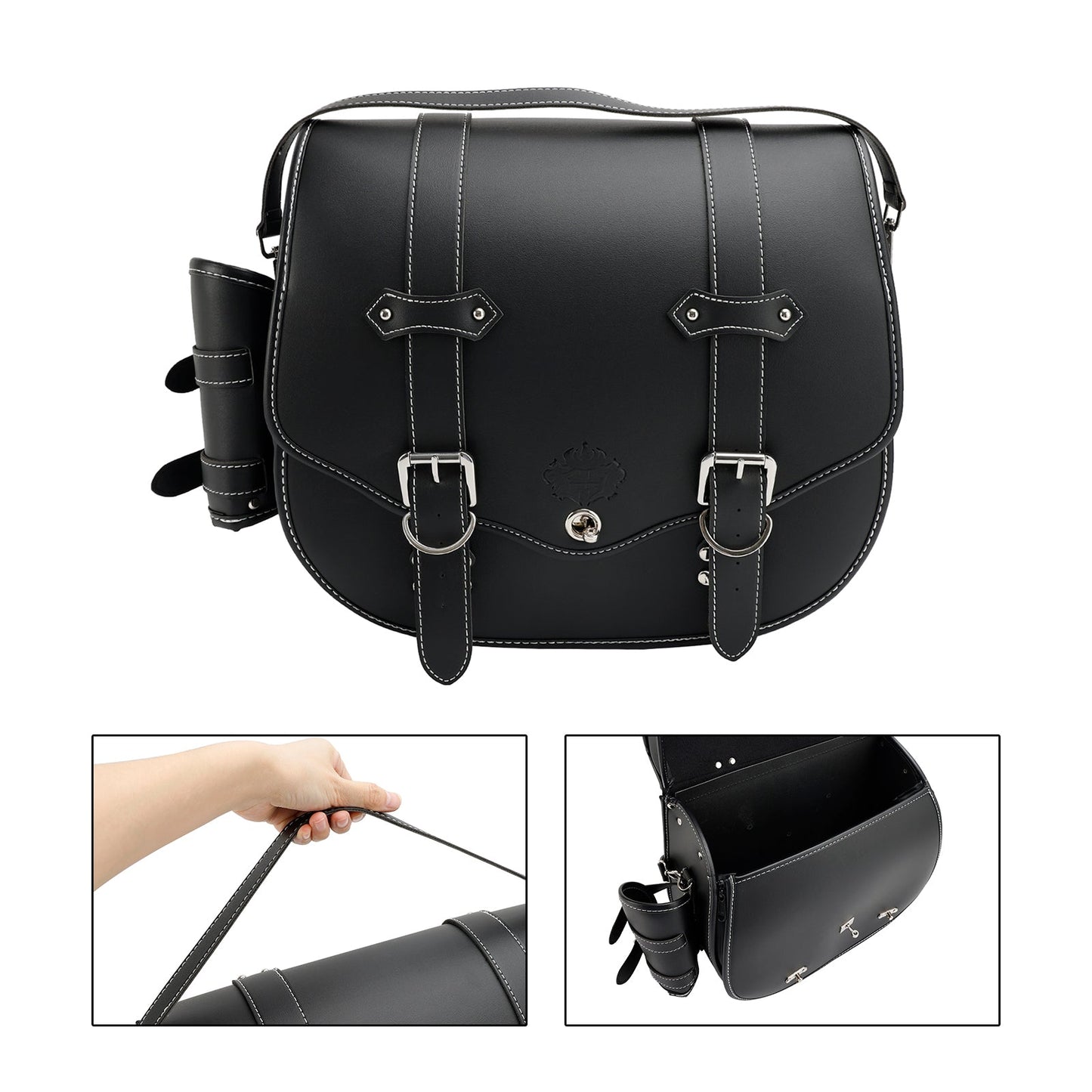 Sacoche latérale à dégagement rapide pour outils et bagages, pochette de rangement épaisse noire pour moteur
