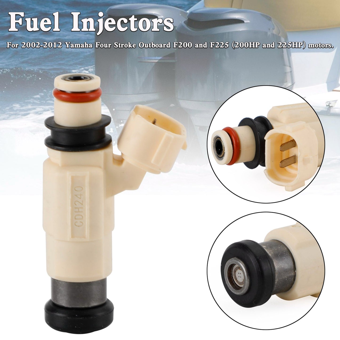 Inyectores de combustible CDH-240 69J-13761-00-00 para motores fueraborda Yamaha F200 y F225