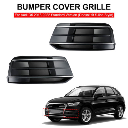 2018-2022 Audi Q5 Standard Version 2PCS Black/Chrome Front Bumper Cover Grille Bezel Insert Generic