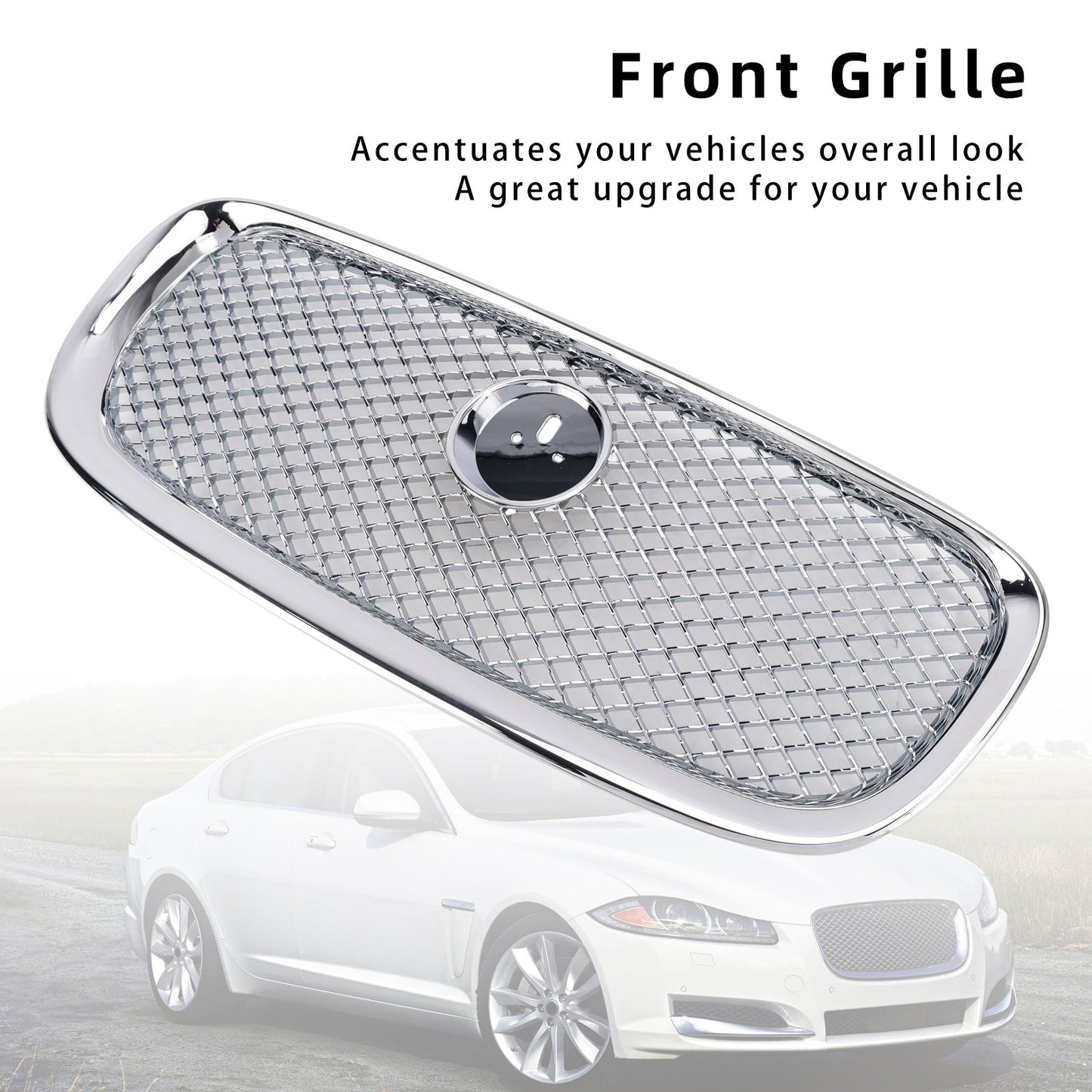 2012-2015 Jaguar XF XF-R Style Front Bumper Grill Grille Chrome