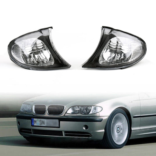 Feux d'angle européens pour BMW Série 3 E46 4 portes 02-05 - Transparents avec garniture fumée