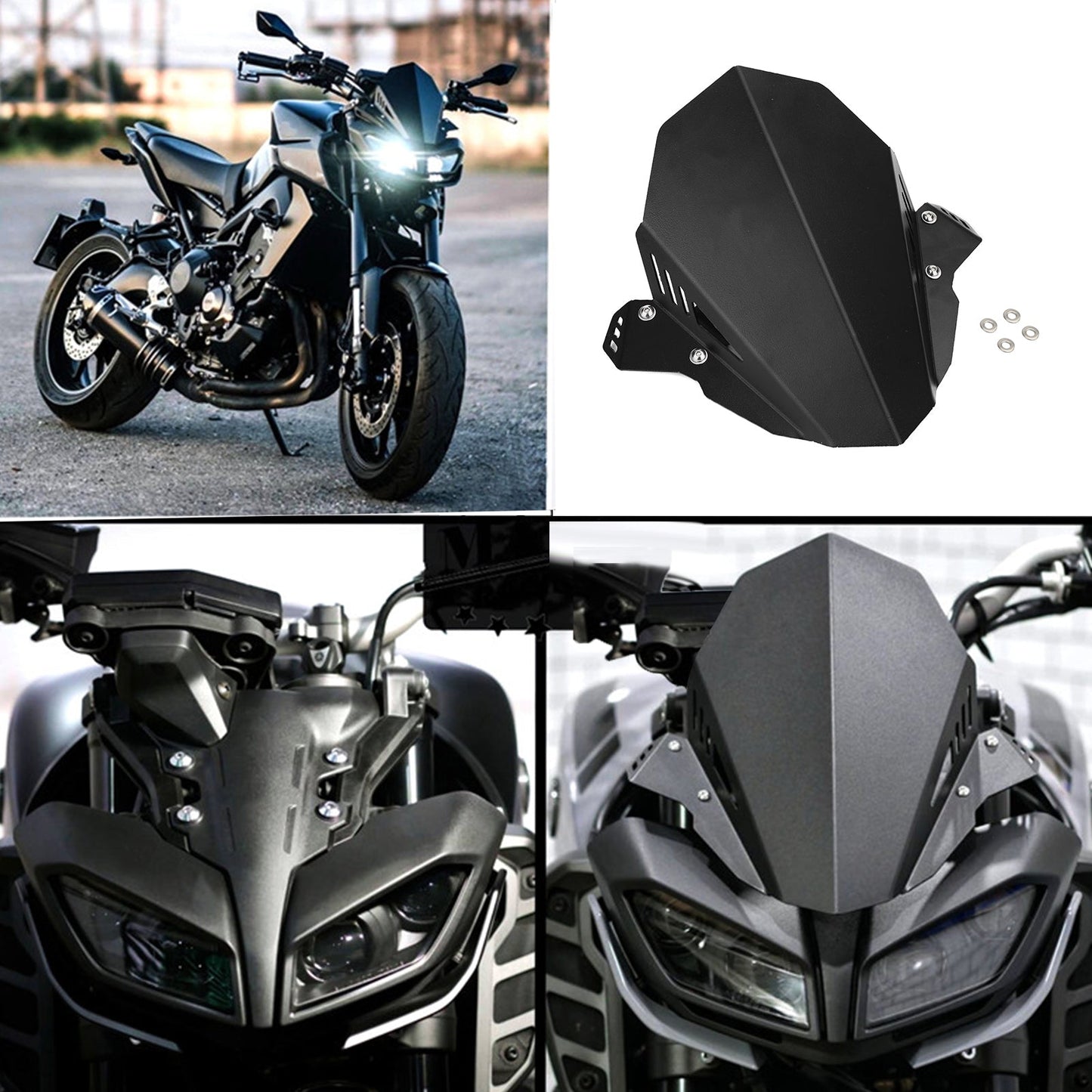 Protection de pare-brise noire pour YAMAHA FZ 09 MT 09 2017-2020