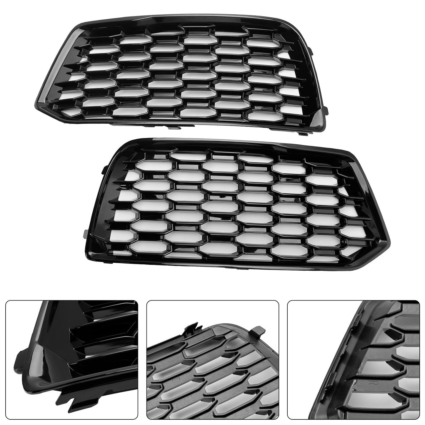2018-2022 Audi Q5 Standard 2PCS Front Bumper Cover Grill Honeycomb Mesh Black Grille