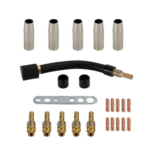 24 piezas de soporte para puntas de contacto de soplete de soldadura MIG/MAG 15AK, boquilla de gas, piezas de cuello de cisne