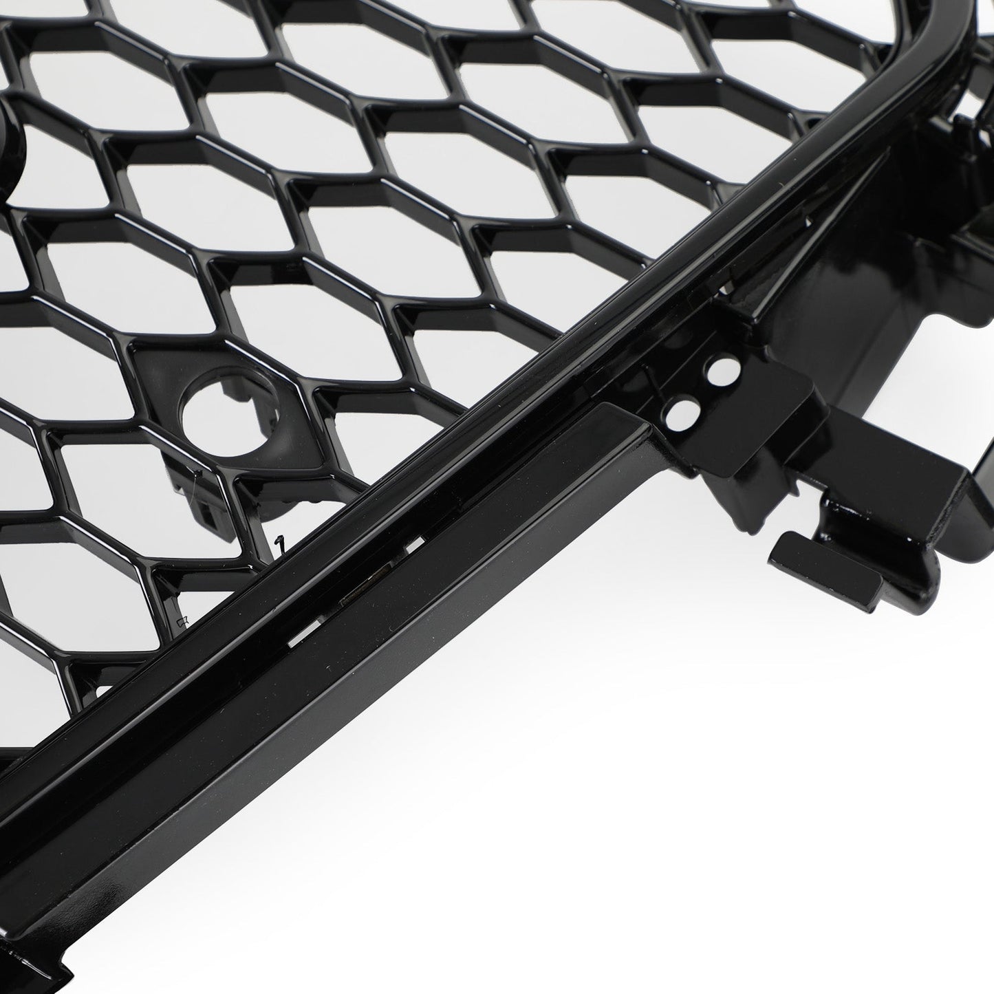 2012-2016 Audi B8.5 A4 / A4 Sline / S4 Front Grill RS4 Honeycomb Mesh Hex Black Grille W/ Silver Ring Emblem
