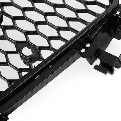 2012-2016 Audi B8.5 A4 / A4 Sline / S4 Front Grill RS4 Honeycomb Mesh Hex Black Grille W/ Silver Ring Emblem