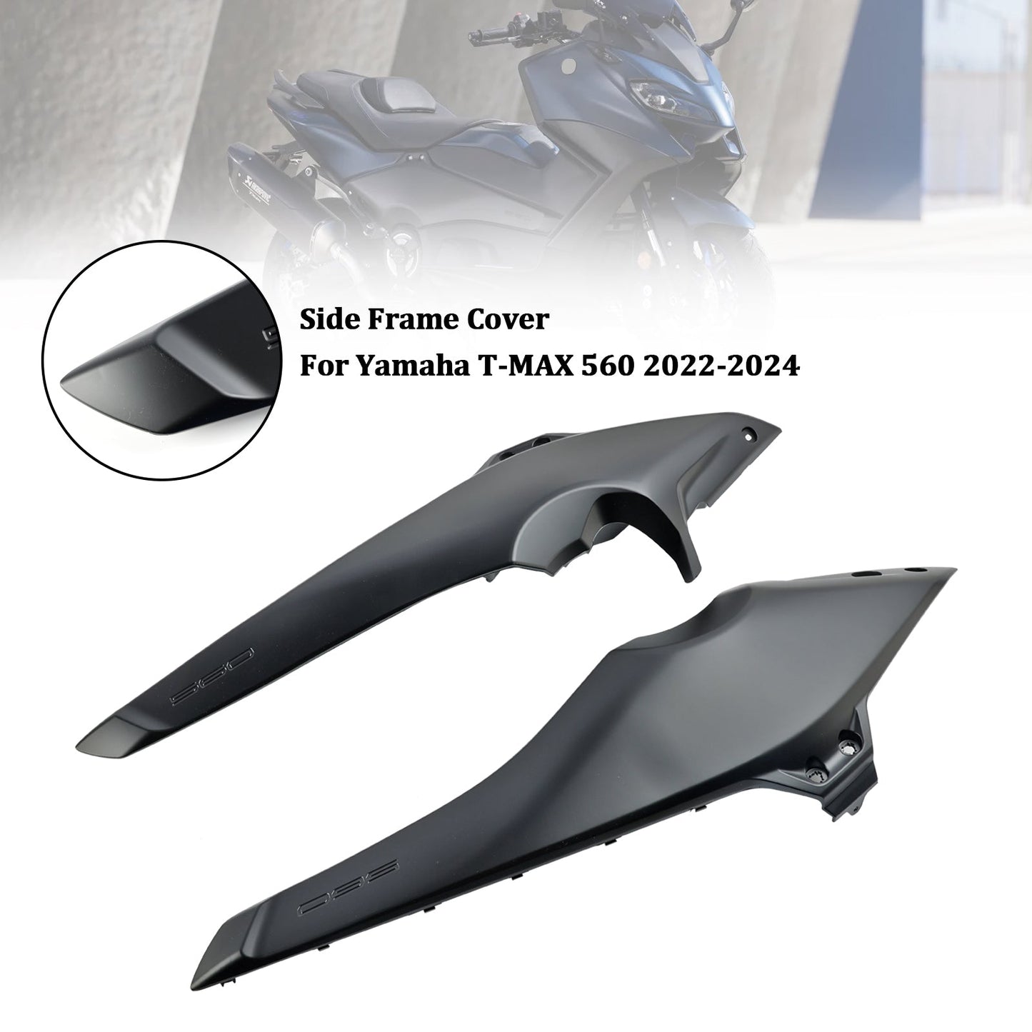 Paneles laterales y cubiertas de carenado para Yamaha T-MAX 560 2022-2024, color negro mate