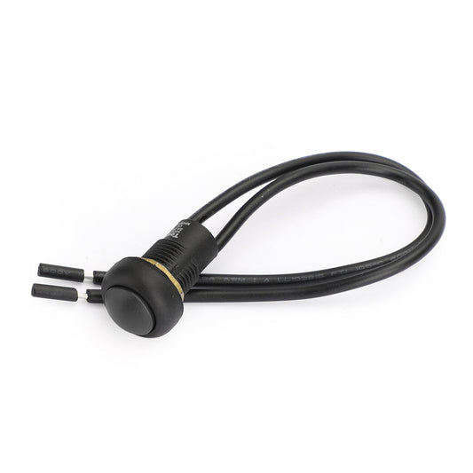 1 interrupteur rond étanche à bouton-poussoir marche/arrêt momentané avec fil noir