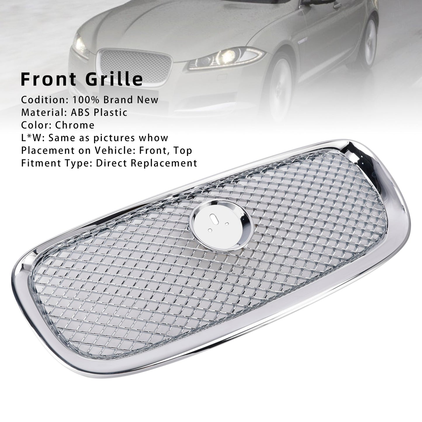 2012-2015 Jaguar XF XF-R Style Front Bumper Grill Grille Chrome