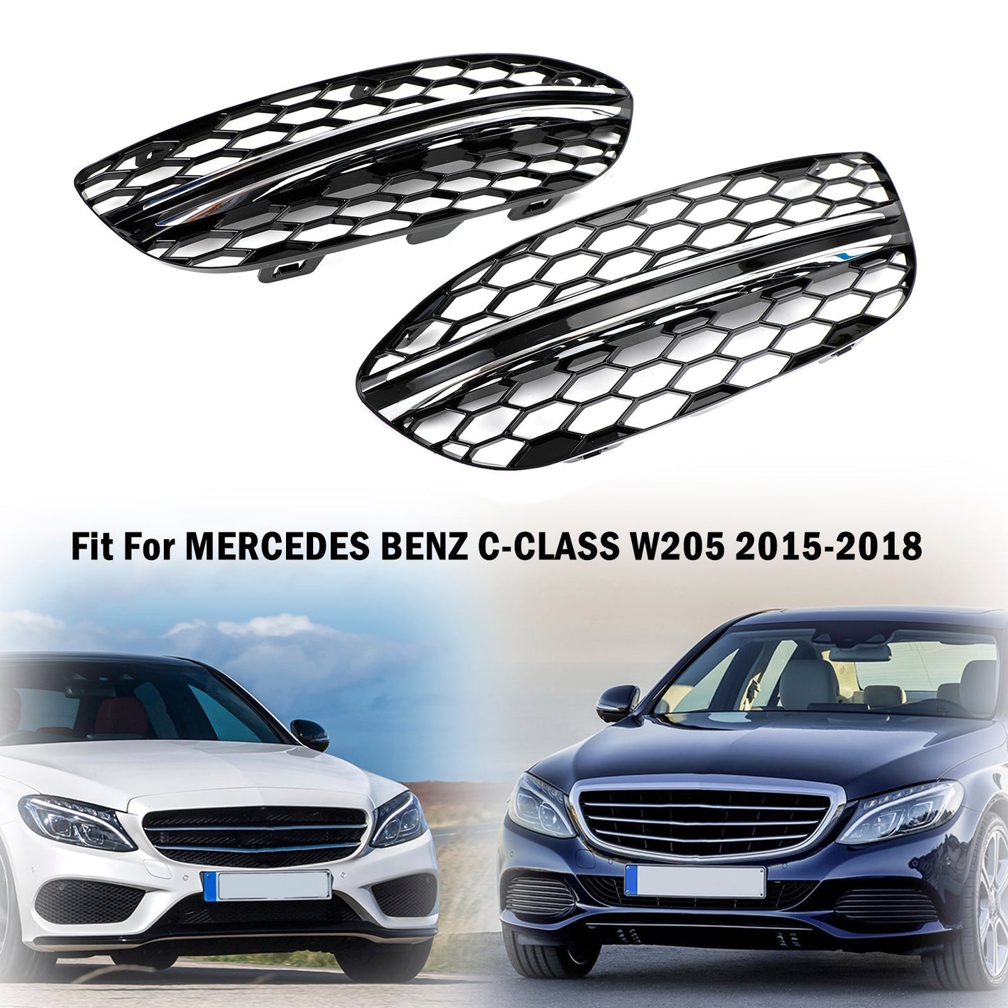 Benz 2015-2018 C-Class W205 14475205 2058851623 Black Chrome Front Fog Light Cover