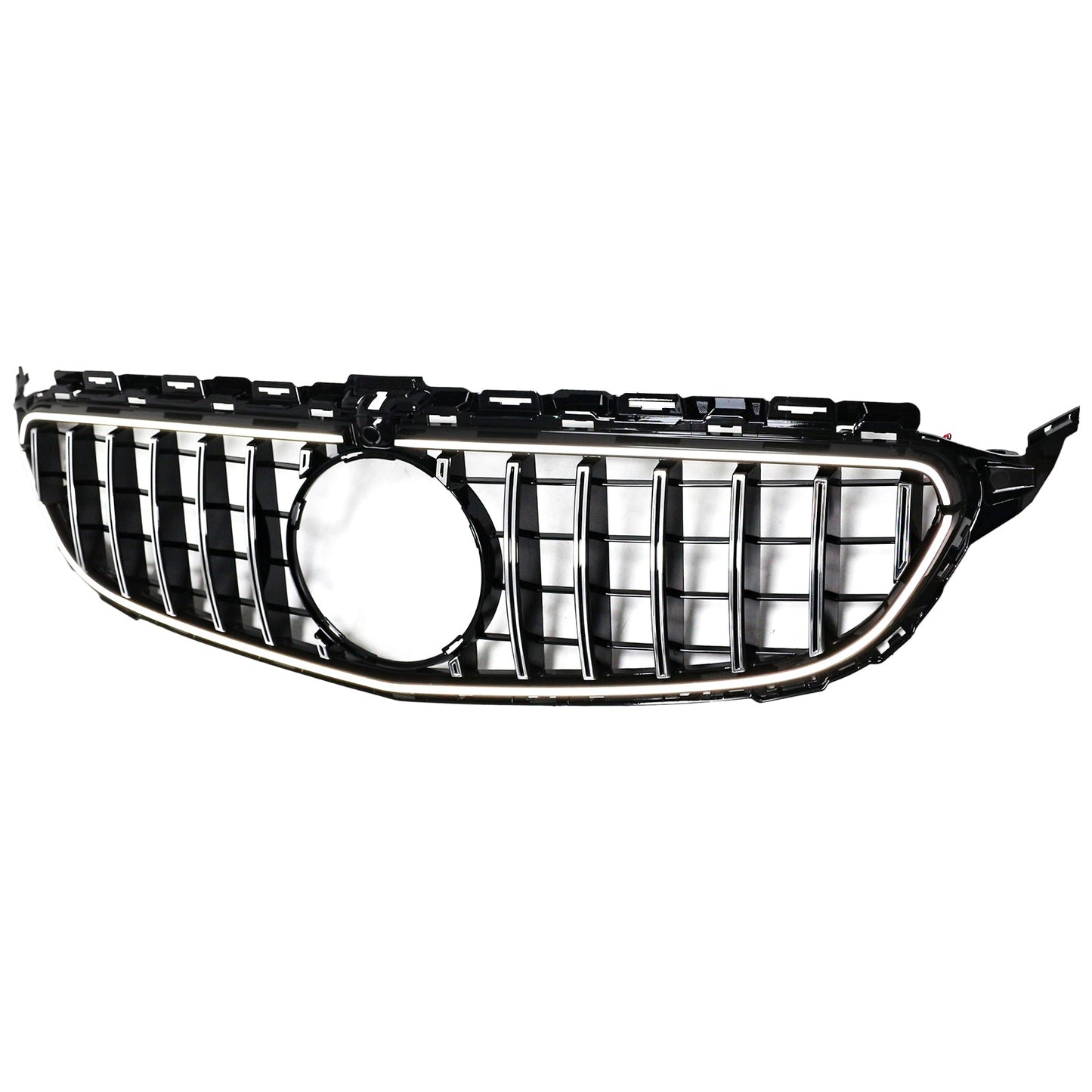 Mercedes Benz 2015-2021 C-Class W205 GT Front Grill Center Air Intake Radiator Bumper Chrome Grille With LED Strip