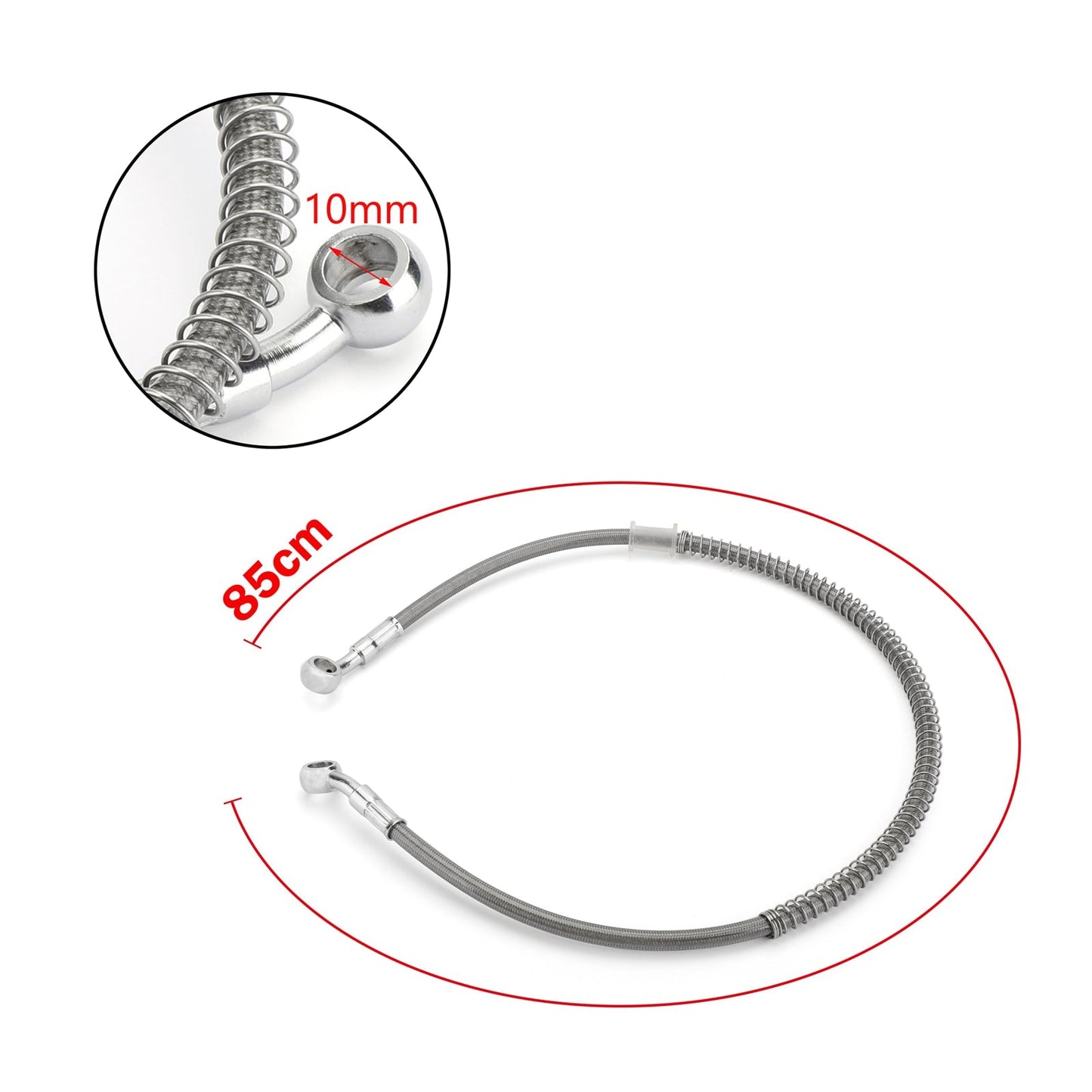Manguera de aceite de freno para motocicleta de 85 cm/33 pulgadas, conexión tipo banjo, extremo giratorio de acero inoxidable
