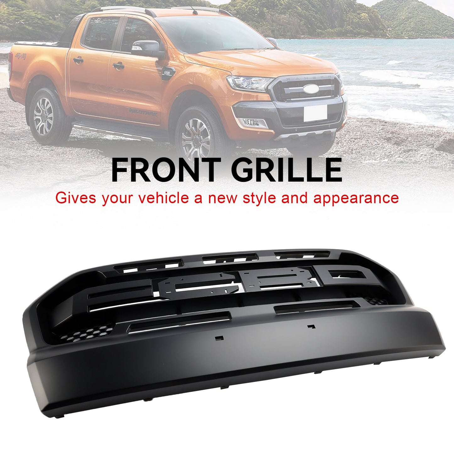 Ford Ranger 2015-2019 T7 Ranger Raptor Style Matt Black Front Bumper Grill