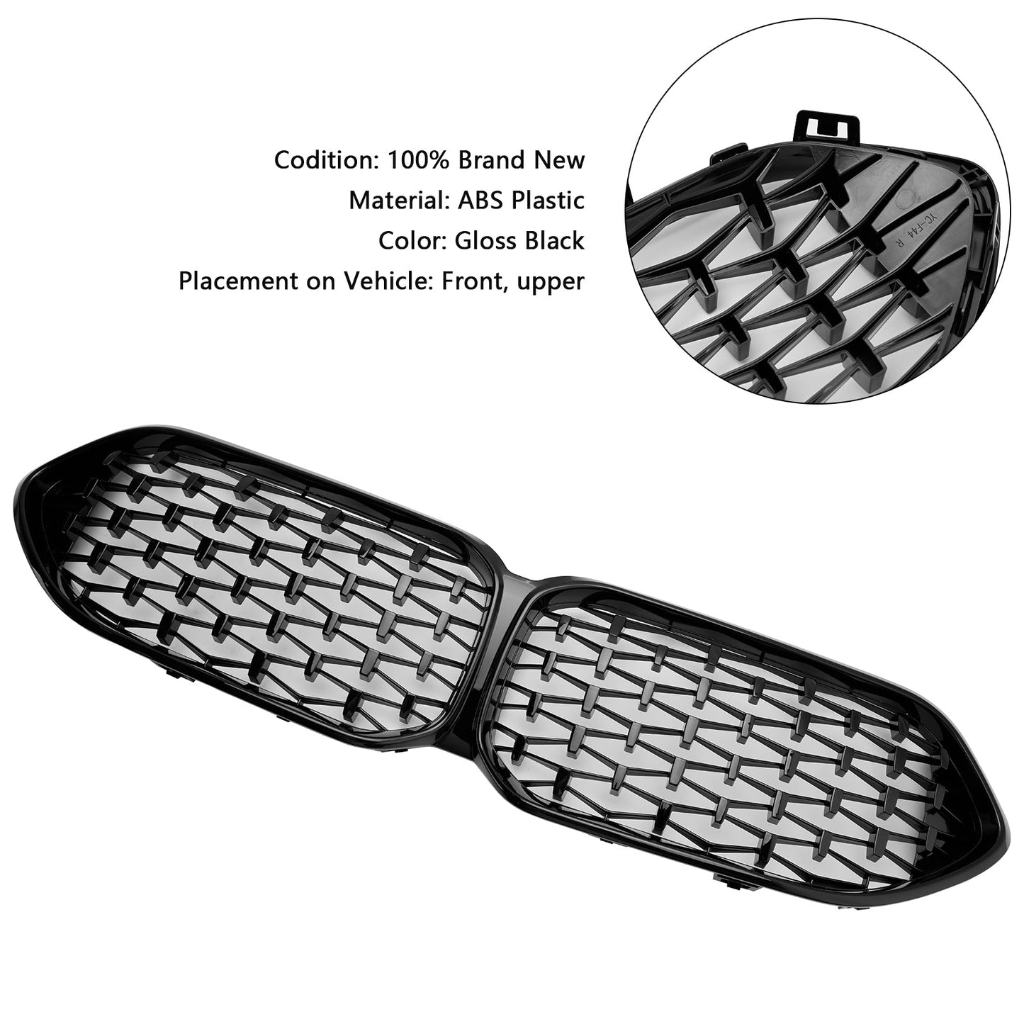 2020-2023 BMW 2 Series Gran Coupe F44 218i/220i/228i xDrive/M235i xDrive Front Bumper Grille Gloss Black Grill