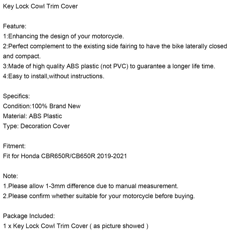 Embellecedor de carenado delantero con llave de carbono para Honda CB650R (CBR650R) (2019-2021)