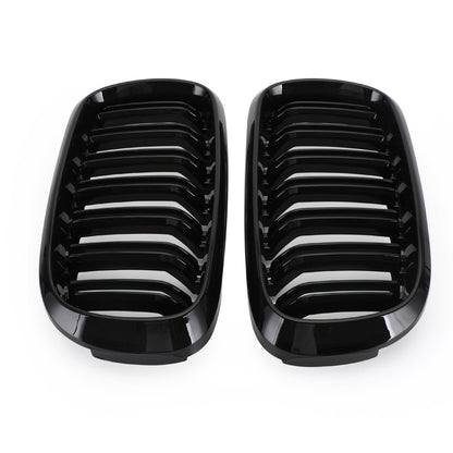 2013-2018 BMW X5 X6 X5M X6M xDrive35i/xDrive50i/xDrive40e/xDrive30d/M50d Front Kidney Gloss Black Grille