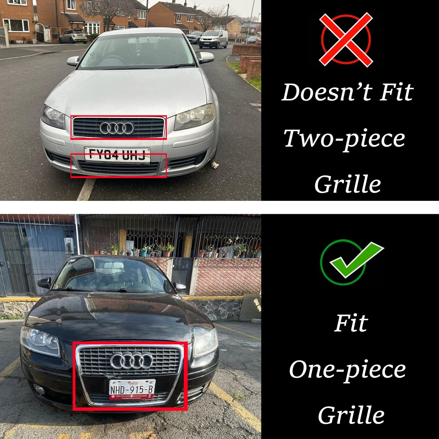 2004-2008 Audi A3 8P Pre-Facelift RS3 Style Front Bumper Grill Black Honeycomb Grille