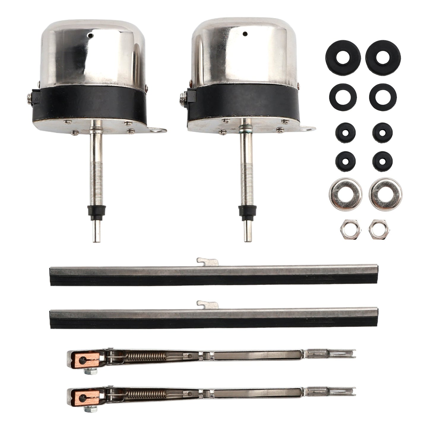 Par de motores de limpiaparabrisas de acero inoxidable Hot Street Rod 558SS S6558 para 32 vehículos Ford, barcos, Jeep y vehículos todo terreno.