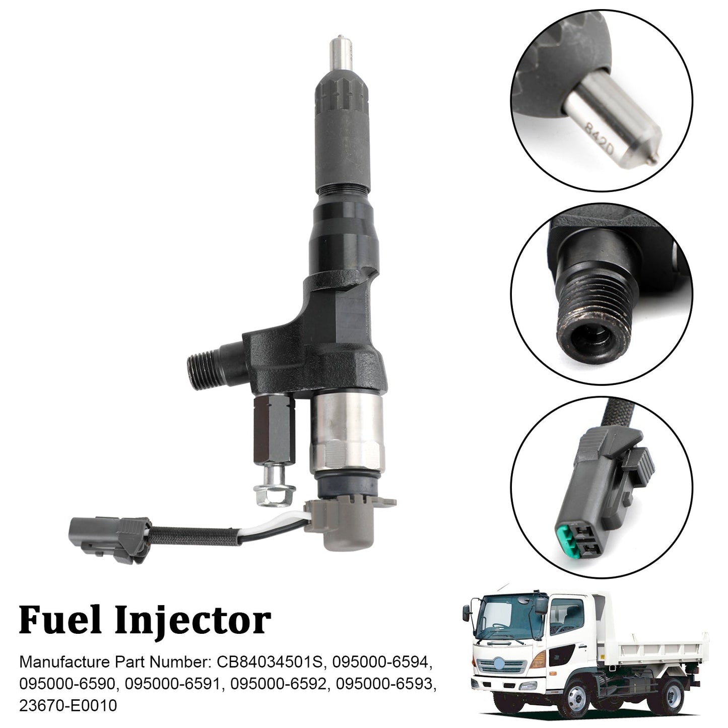 Injecteur de carburant Hino 3,8 L 4,7 L 5,0 L 6,5 L 7,7 L 1 pièce 095000-6593 CB84034501S 095000-6590