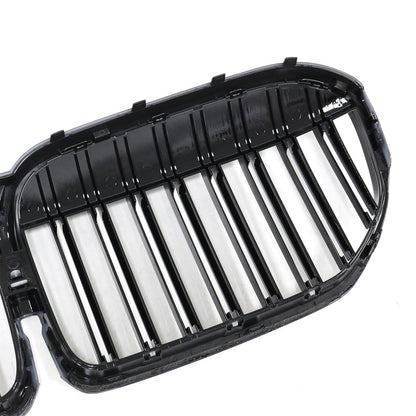 Double Slat Gloss Black Front Grill Grille Fit BMW 7 Series G11 G12 2019-2022