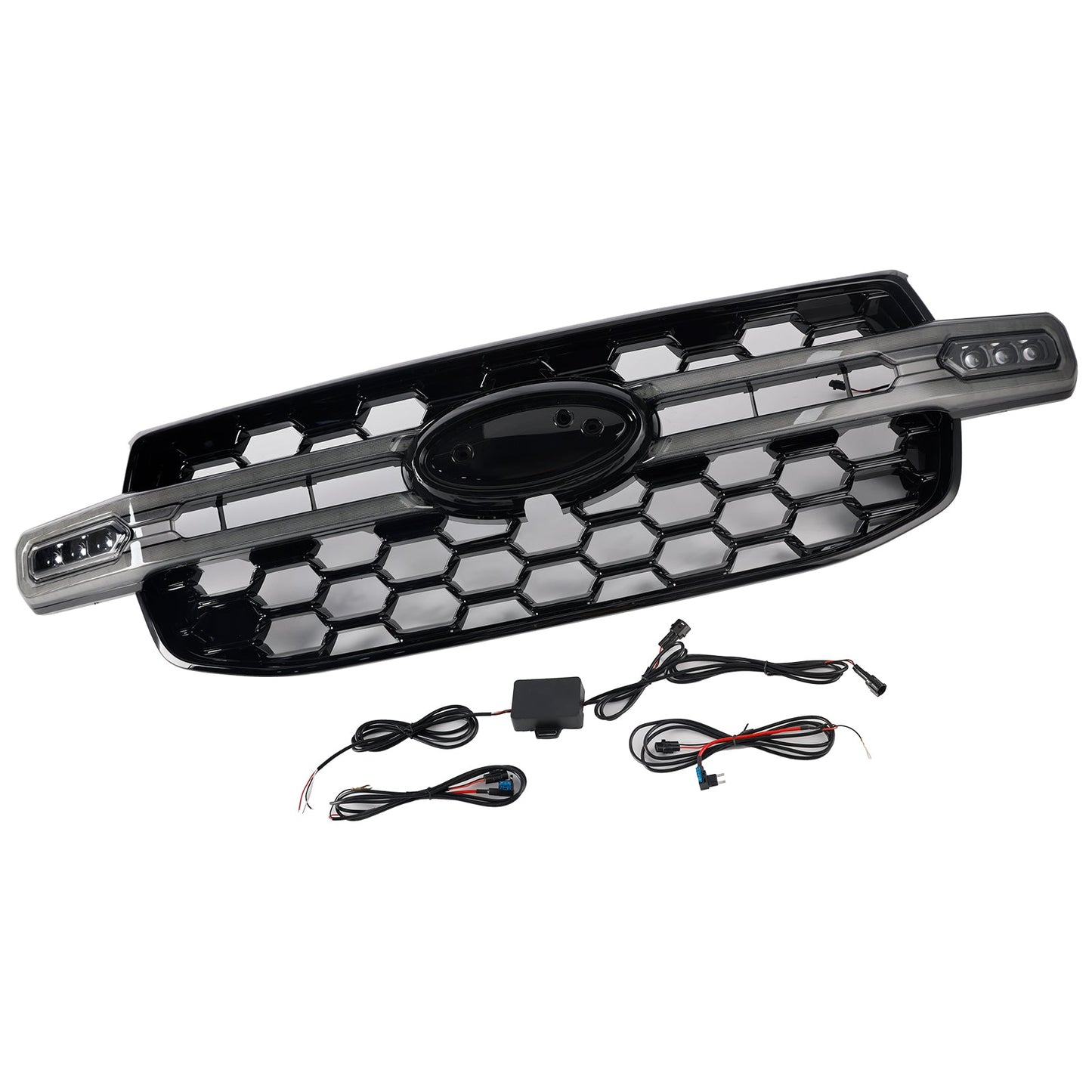 2023-2024 Ford Ranger Next Gen T9 Front Bumper Grill Black Grille W/ LED Light