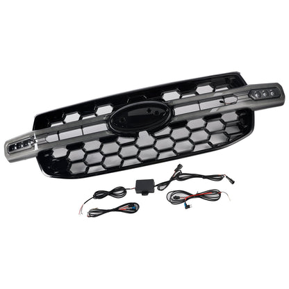 2023-2024 Ford Ranger Next Gen T9 Front Bumper Grill Black Grille W/ LED Light