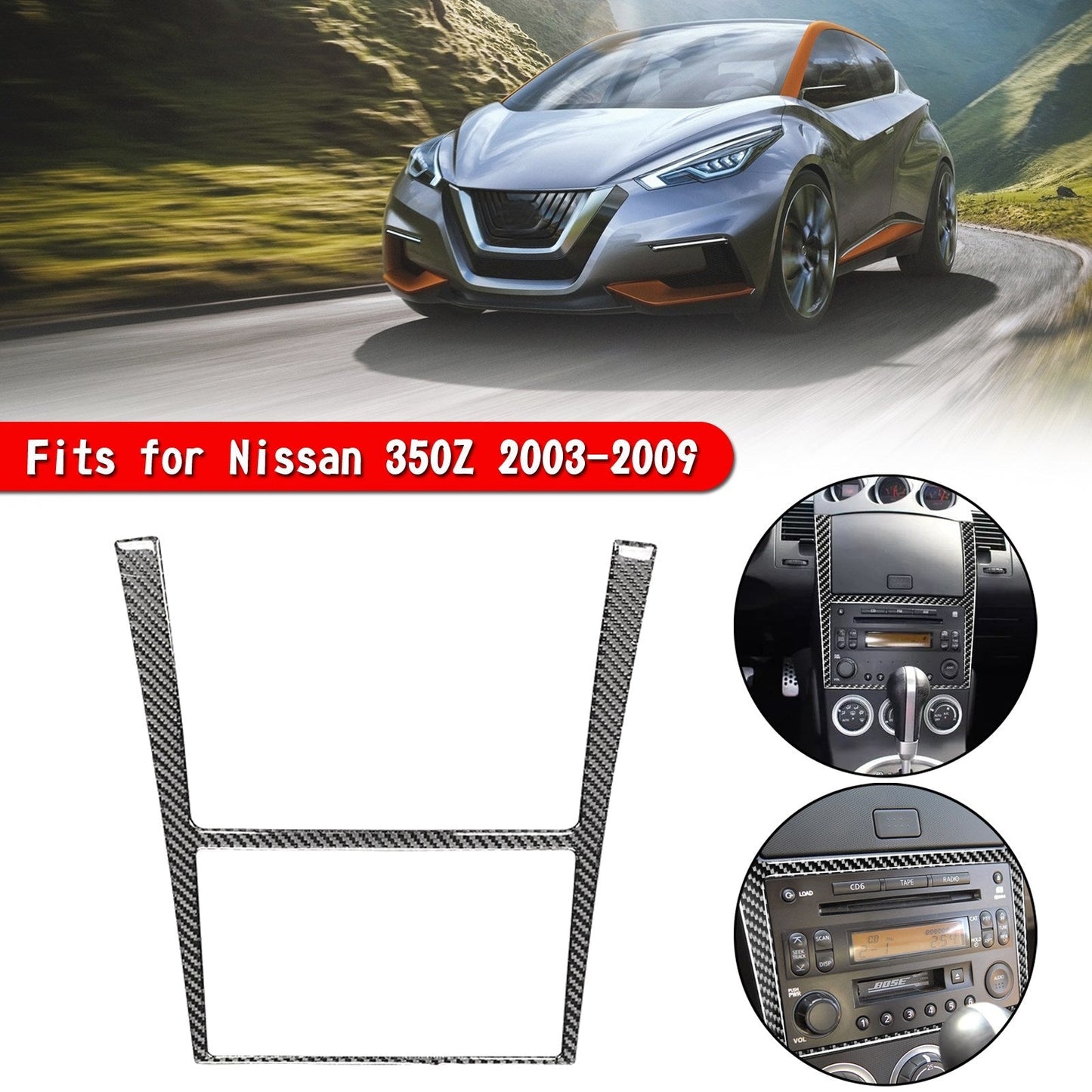 2003-2009 Nissan 350Z Carbon Fiber Interior GPS Navigation Panel Cover Trim