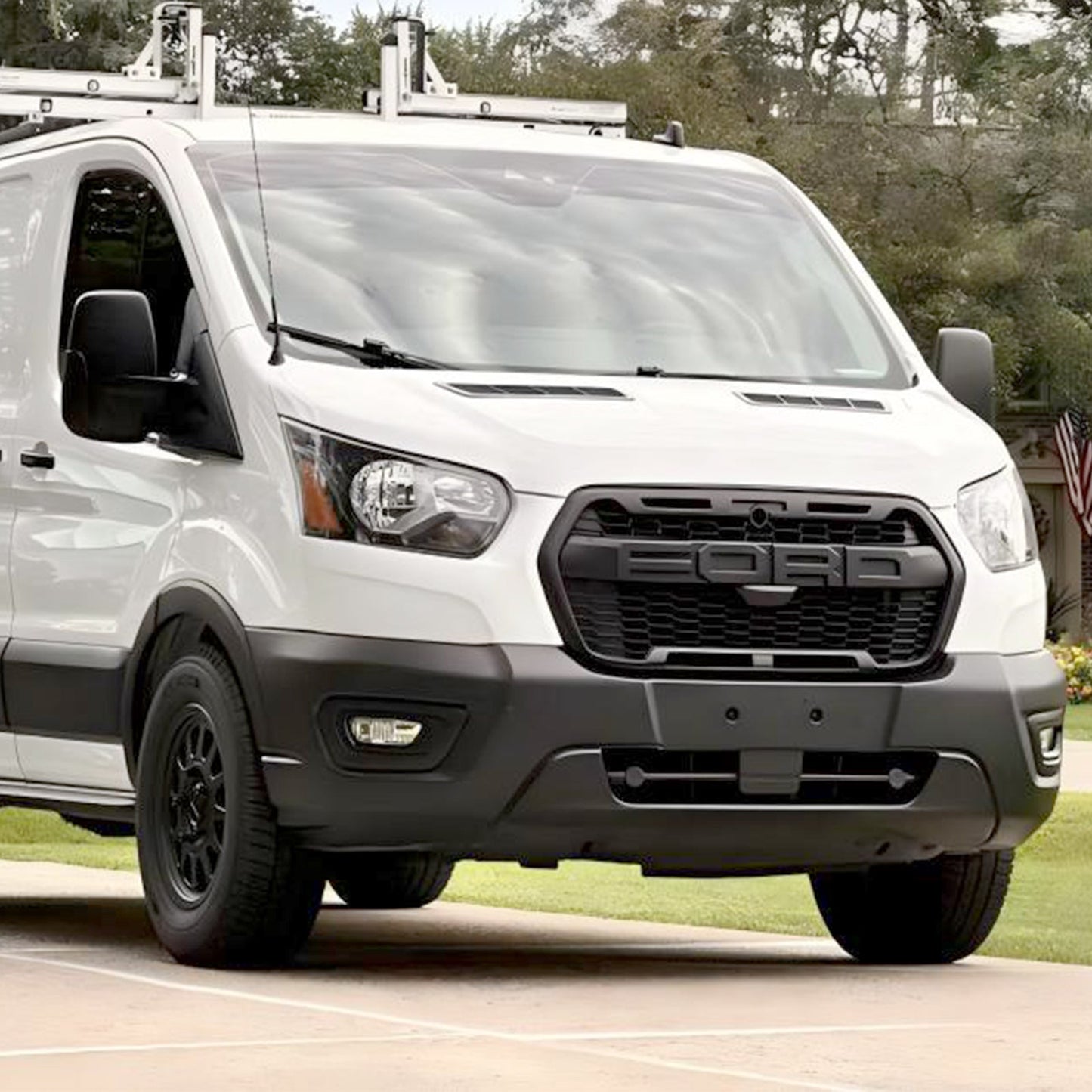 2020-2024 Ford Transit T150 T250 T350 MK8 Raptor Style Front Grille Replacement Honeycomb Black Grill