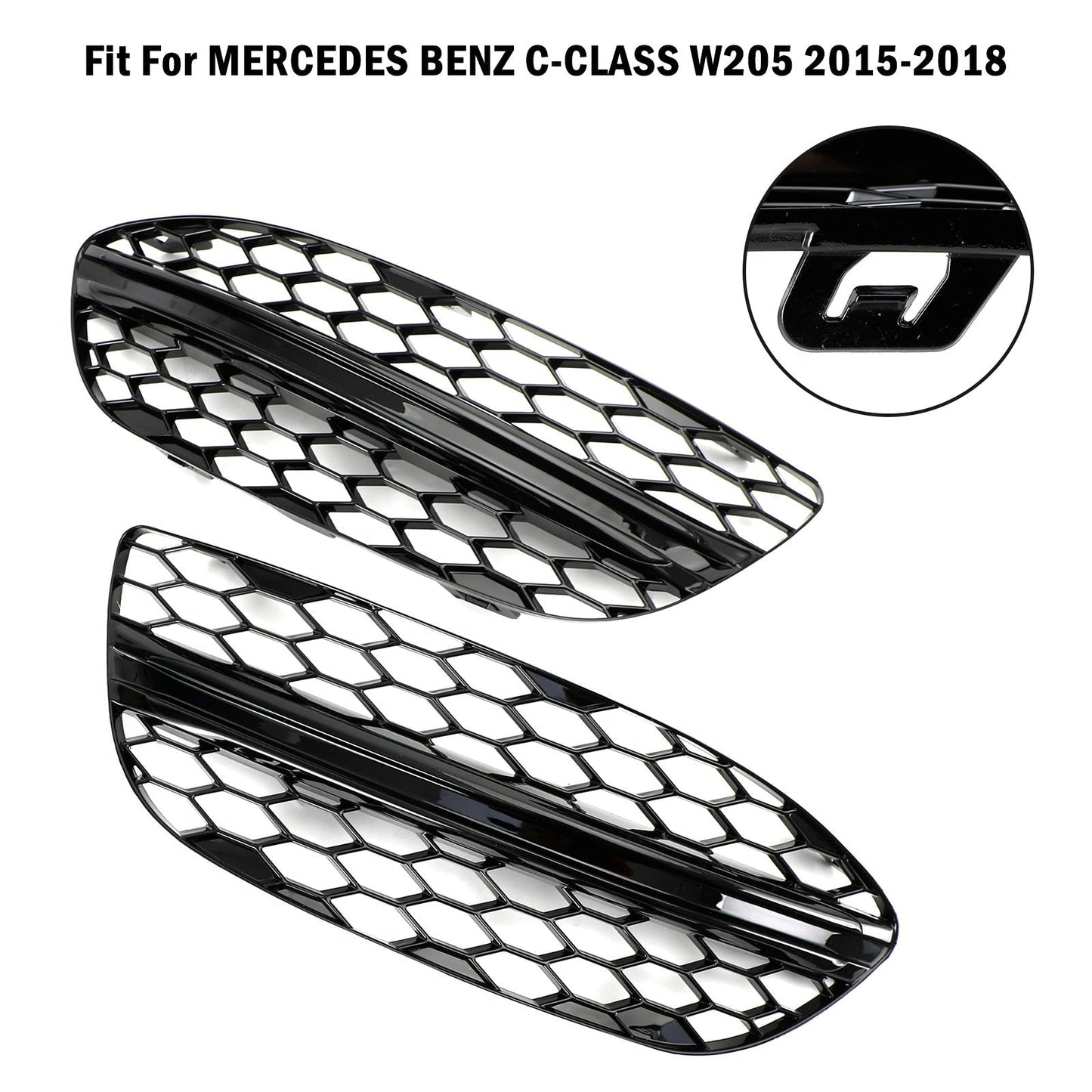 2015-2018 Mercedes Benz C-CLASS W205 Base Sedan Mesh Front Fog Light Cover 2058850723 2058851123 Generic