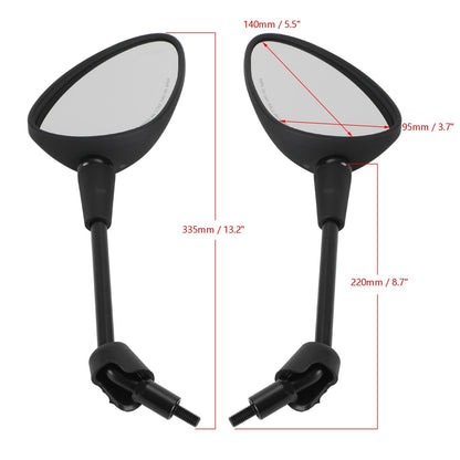 2014+ Piaagio/Vespa Sprint 50/125/150 cc 2T/4T Mirror Pair Black