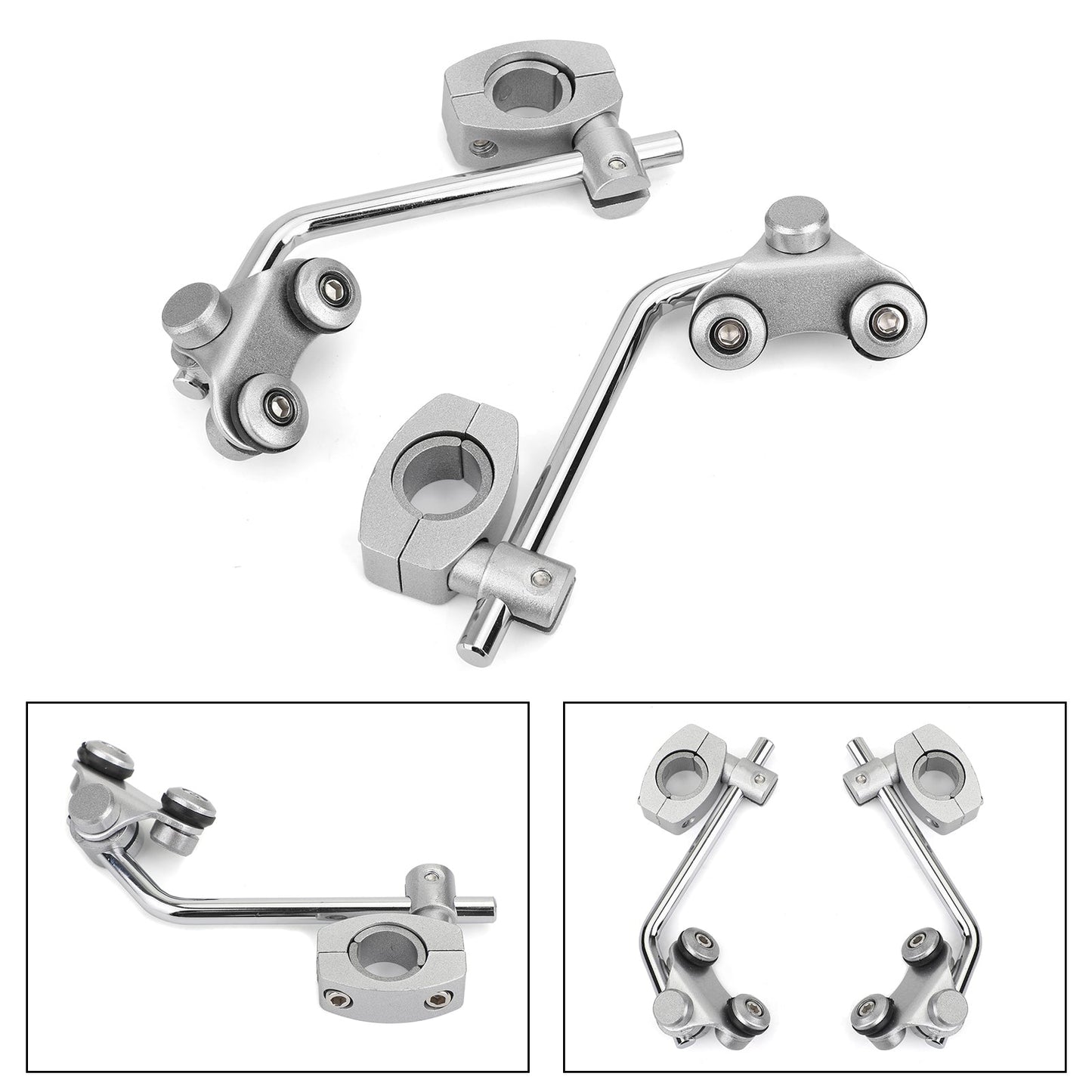 Support de fixation universel pour pare-brise de guidon standard 7/8" 22 mm, argent