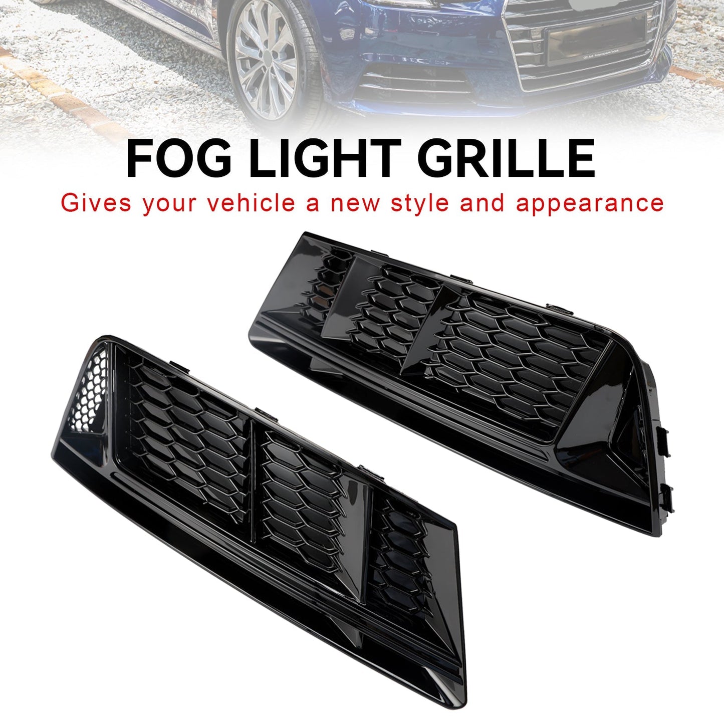 2016-2018 Audi A4 B9 Standard Version RS4 Style Front Fog Light Grill Lower Bumper Chrome