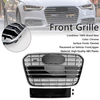 S6 Style Front Bumper Grill Grille Fit Audi A6 C7 2012-2015 Chrome