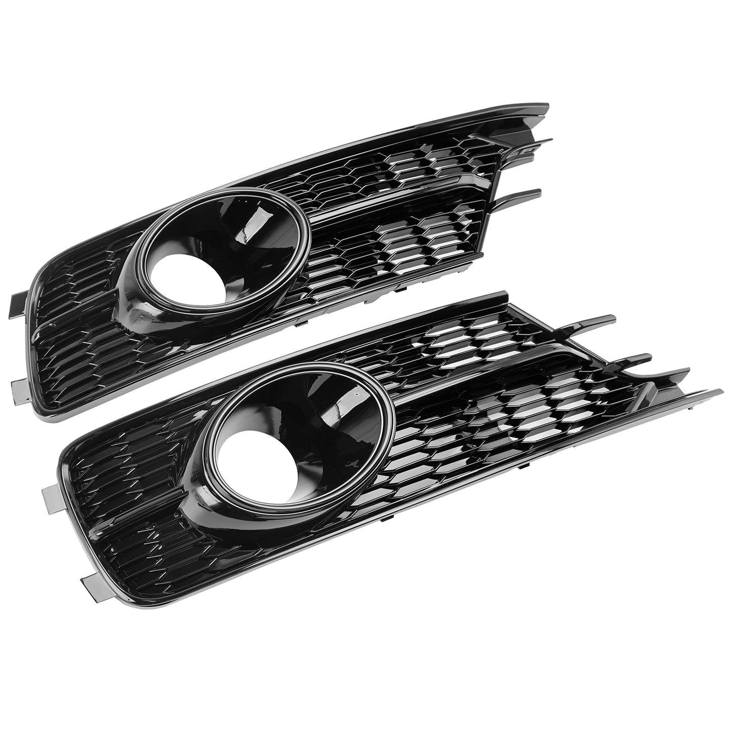 2016-2018 Audi A6 C7 W/ACC Hole Pair Front Bumper Lower Light Cover Grille Black Grill