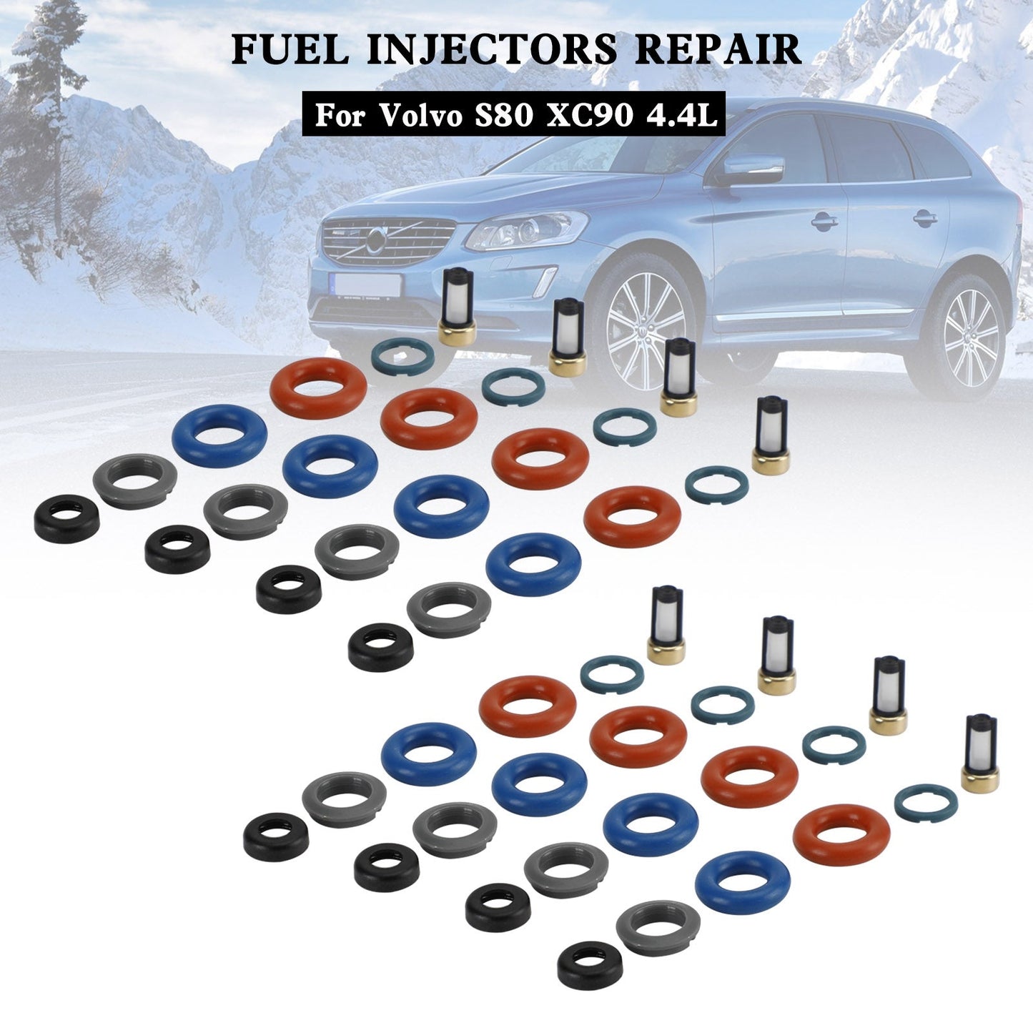 Kit de joint de réparation d'injecteurs de carburant Volvo S80 XC90 4.4L 8 pièces capuchon de filtre FJ1073 85212247 1550589