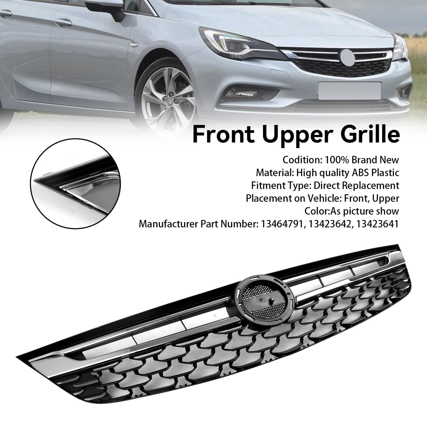 2015-2019 Vauxhall Astra K (Pre Facelift MK7) Black Chrome Front Bumper Grill Grille Generic
