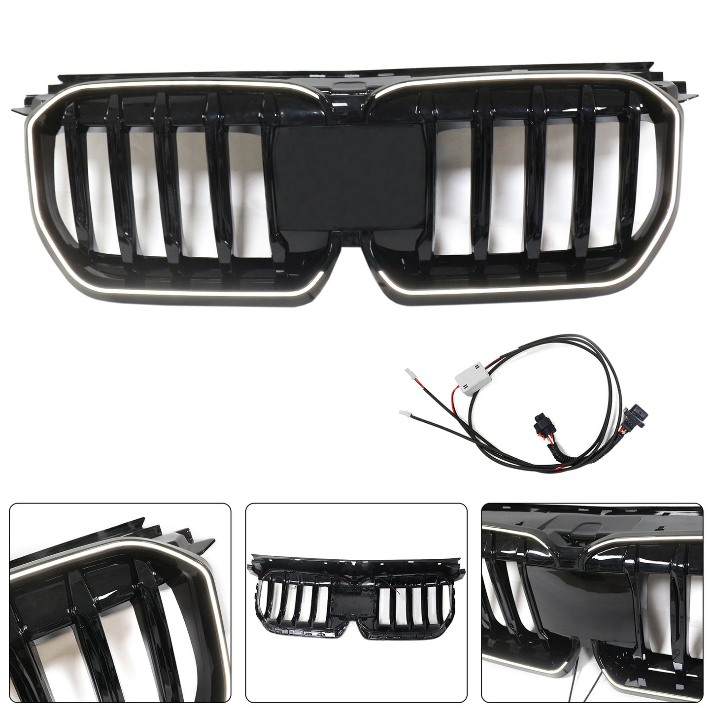 2023-2024 Gloss Black Front Bumper Kidney Grill Grille Fit BMW X1 U11 U12