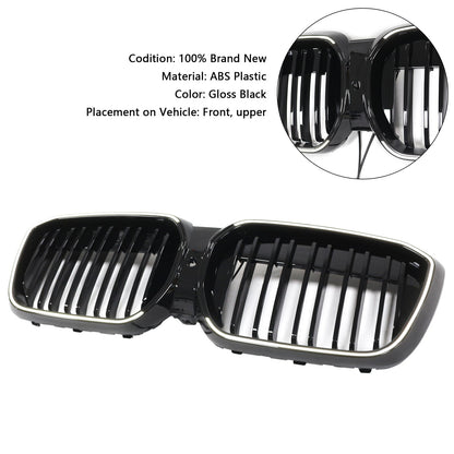 2022-2024 Double Slat Gloss Black Front Kidney Grill Grille Fit BMW IX3 G08 LCI