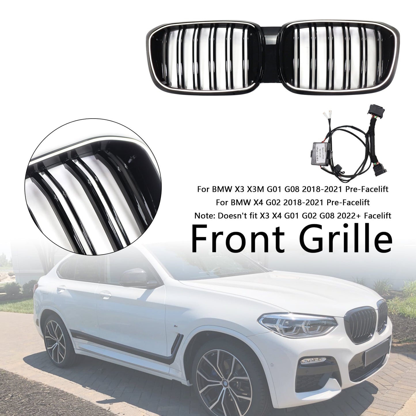 2018-2021 BMW X4 G02 X3 G01 G08 Pre LCI 51138469959 Front Kidney Mesh Grille Grill