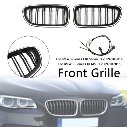 01.2009-10.2016 BMW 5-Series F10 Kidney Bumper Grill Grille Gloss Black 51137203649 51137203650