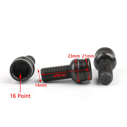 Beetle 8D0601139F 006 Steel Wheel Bolt & Lock Lug Nut Set With Key
