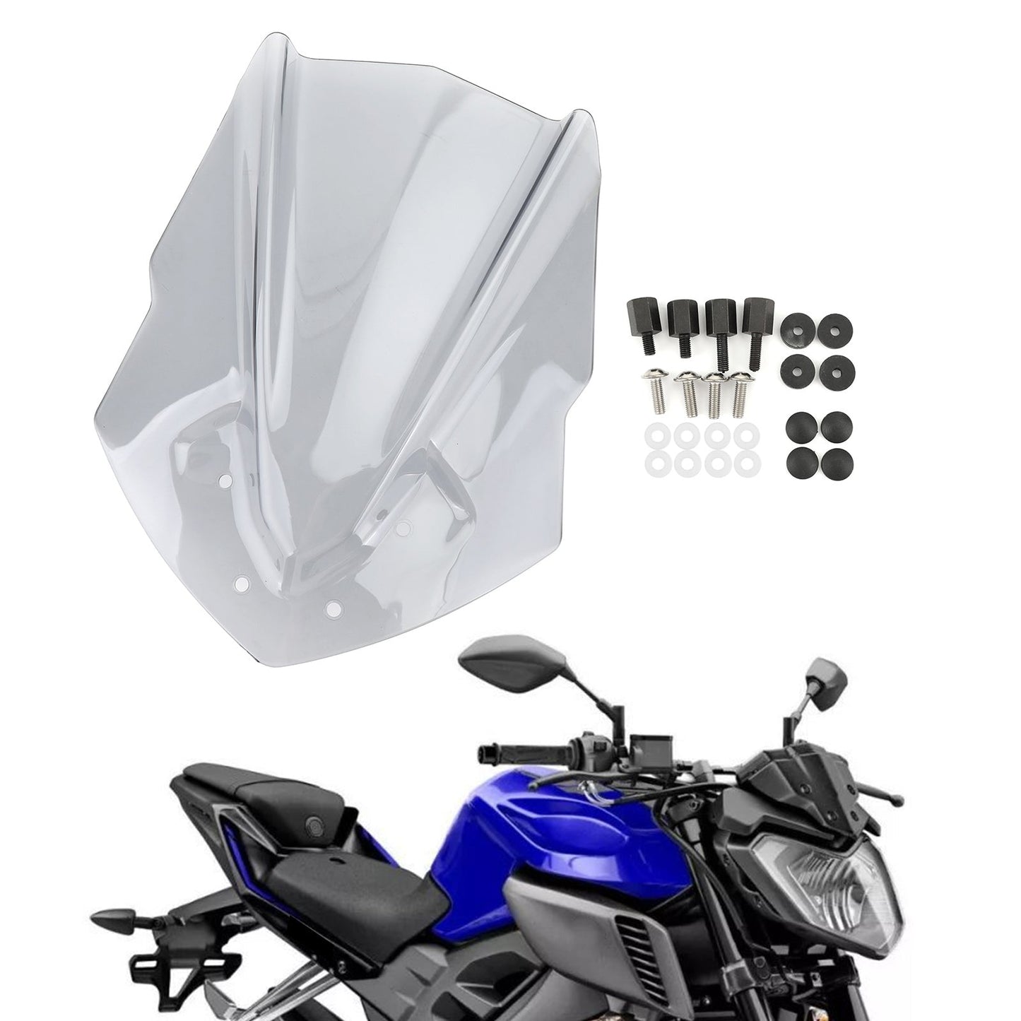 Pare-brise ABS pour moto Yamaha MT125 2015-2019, gris