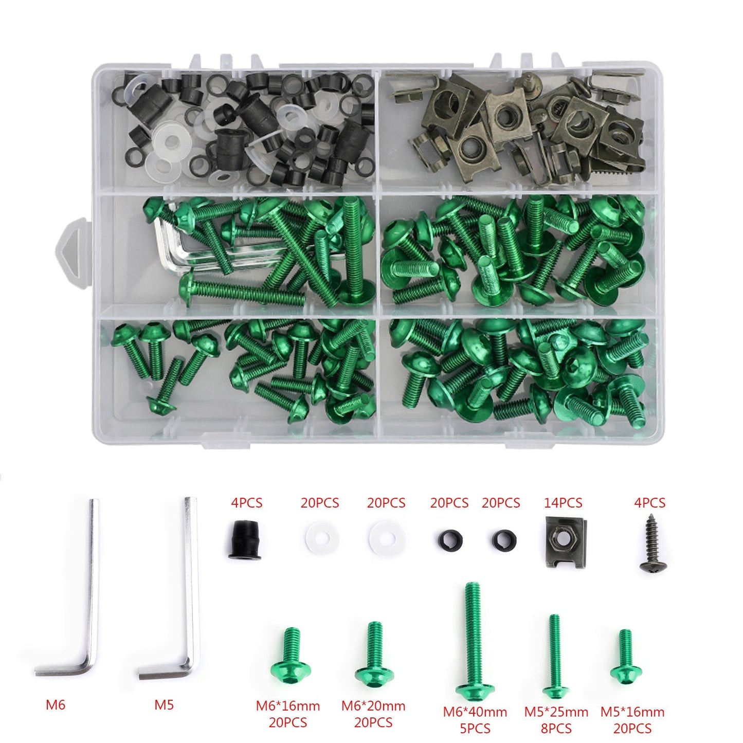 Honda Yamaha Suzuki Kawasaki 177PCS Fairing Bolt Kit Bodywork Screws