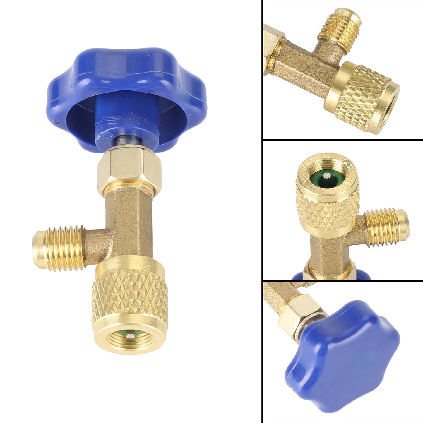 Robinet de climatisation 1/4 SAE en laiton pour réfrigérant, bleu