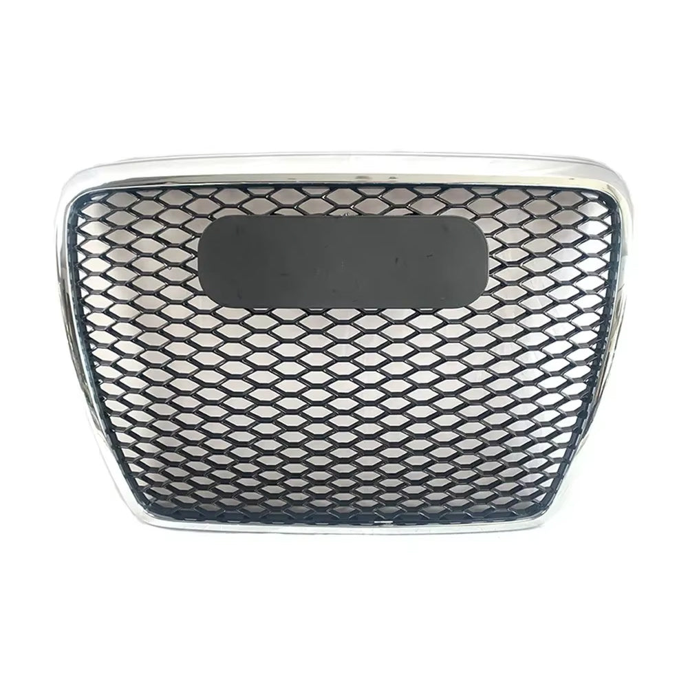 Parrilla superior de alta calidad estilo RS para Audi 2005-2011 A6 S6 C6 a RS6 con molduras en negro, cromo y plata.