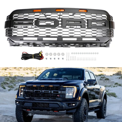 2021-2023 F150 Ford Raptor Style Replacement Front Bumper Grille Grill W/ LED Generic