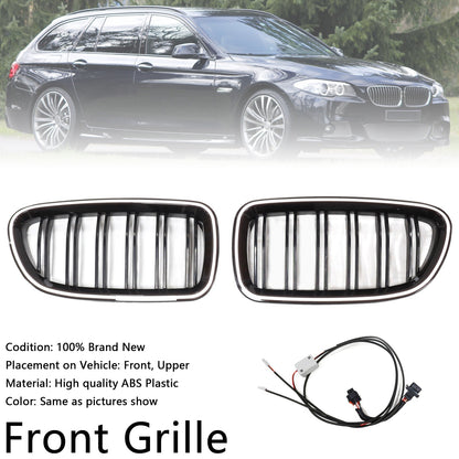 01.2009-10.2016 BMW 5-Series F10 Kidney Bumper Grill Grille Gloss Black 51137203649 51137203650